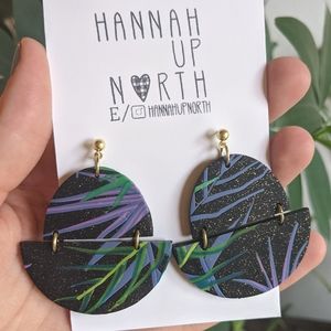 OOAK Tropical print dangle earrings